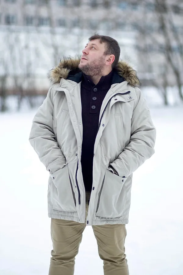 Krem Kürk Kapüşonlu Parka