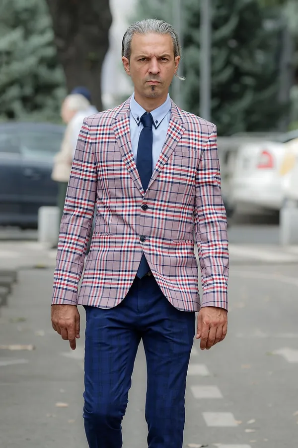 Pembe Ekose Blazer