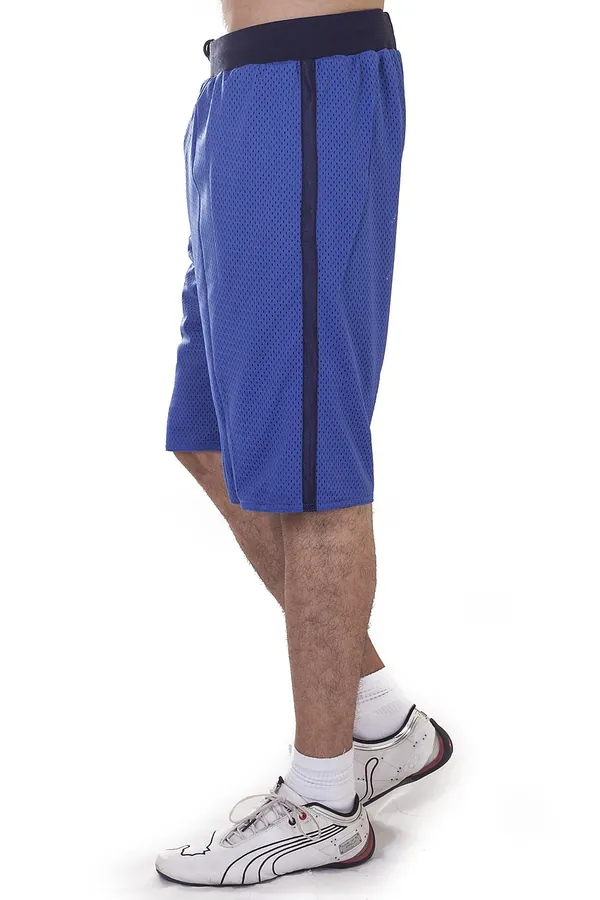 Saks Mavisi Şeritli Spor Şort